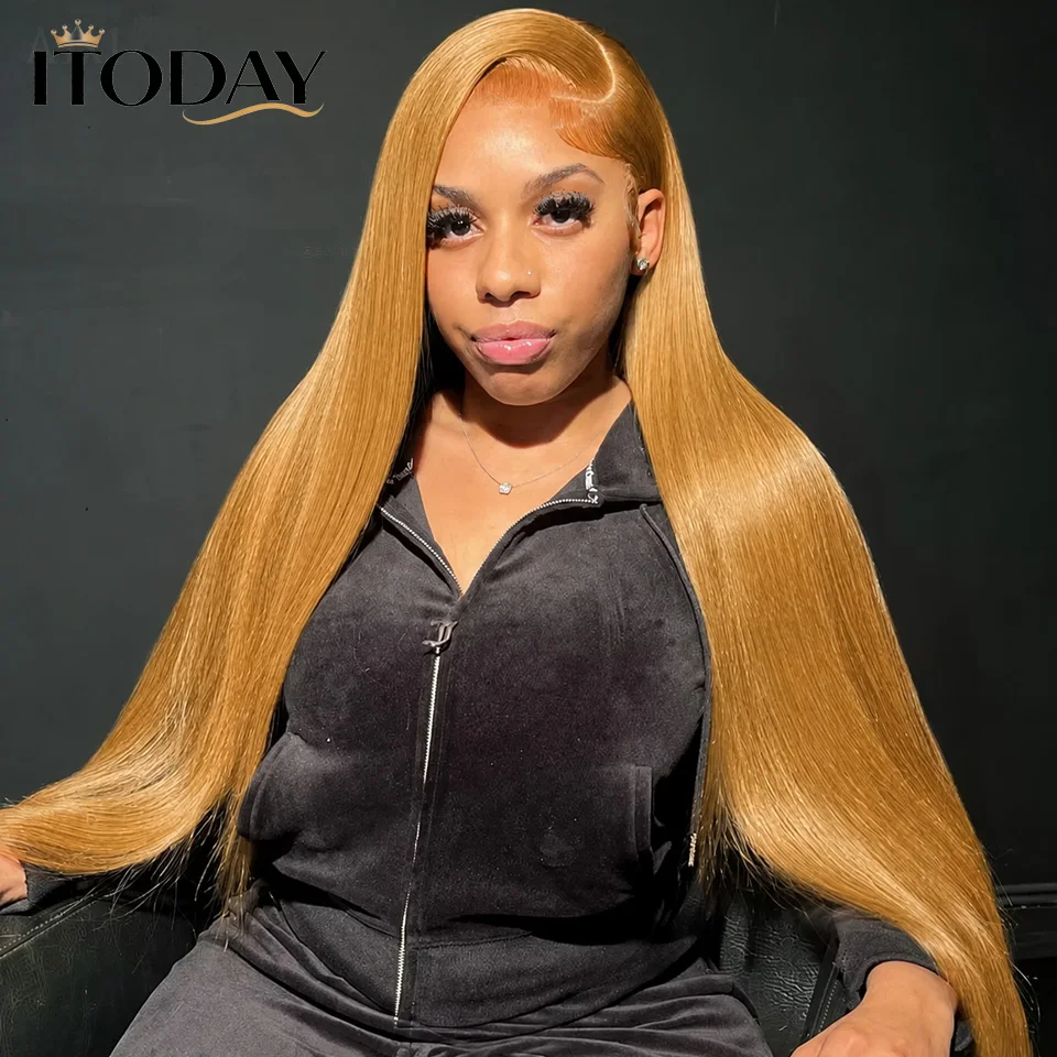 13x6 Honey Blonde Color HD Lace Front Human Hair Wigs Brazilian Straight Lace Frontal Wig HD Lace Frontal Wig For Black Women