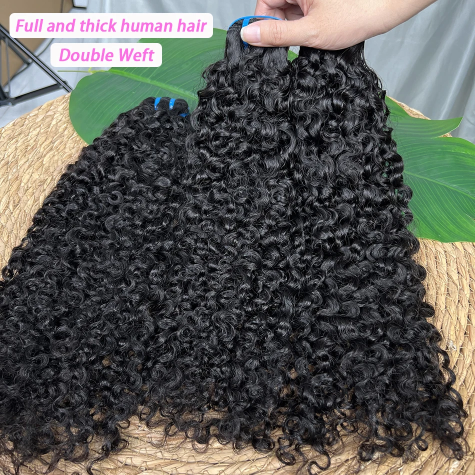 18A Burmese Curly Human Hair Bundles Double Weft #1B 100% Unprocessed Raw Virgin Hair Weave Extensions Can Bleach to #613 Color