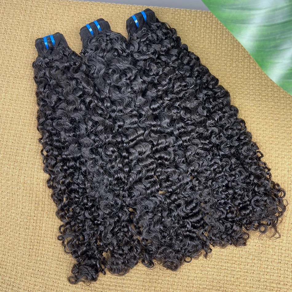 18A Burmese Curly Human Hair Bundles Double Weft #1B 100% Unprocessed Raw Virgin Hair Weave Extensions Can Bleach to #613 Color