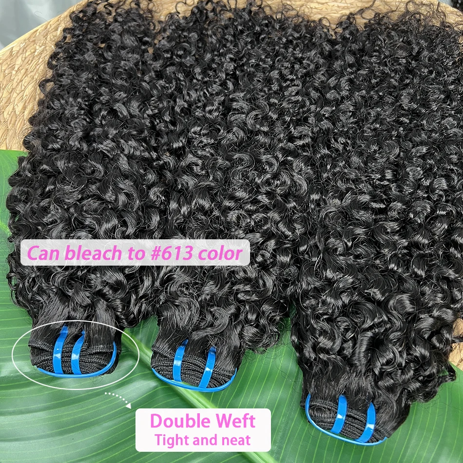 18A Burmese Curly Human Hair Bundles Double Weft #1B 100% Unprocessed Raw Virgin Hair Weave Extensions Can Bleach to #613 Color