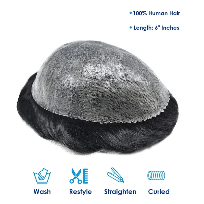Men's Capillary Prosthesis Skin With Knot Toupee Invisible Wig Man Human Hair Prosthesis Man Natural Hair Replacement System