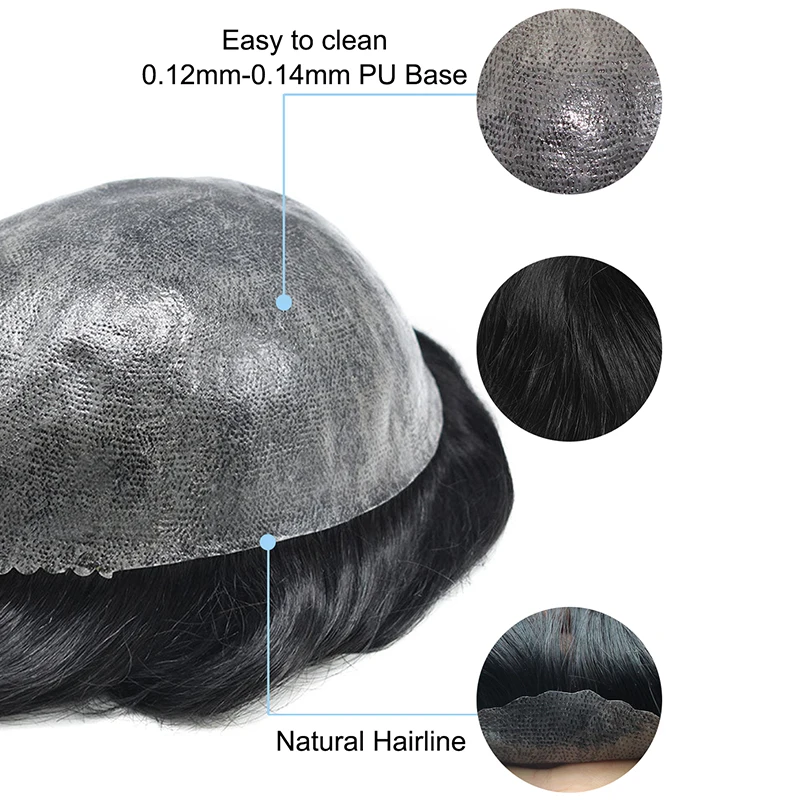 Men's Capillary Prosthesis Skin With Knot Toupee Invisible Wig Man Human Hair Prosthesis Man Natural Hair Replacement System