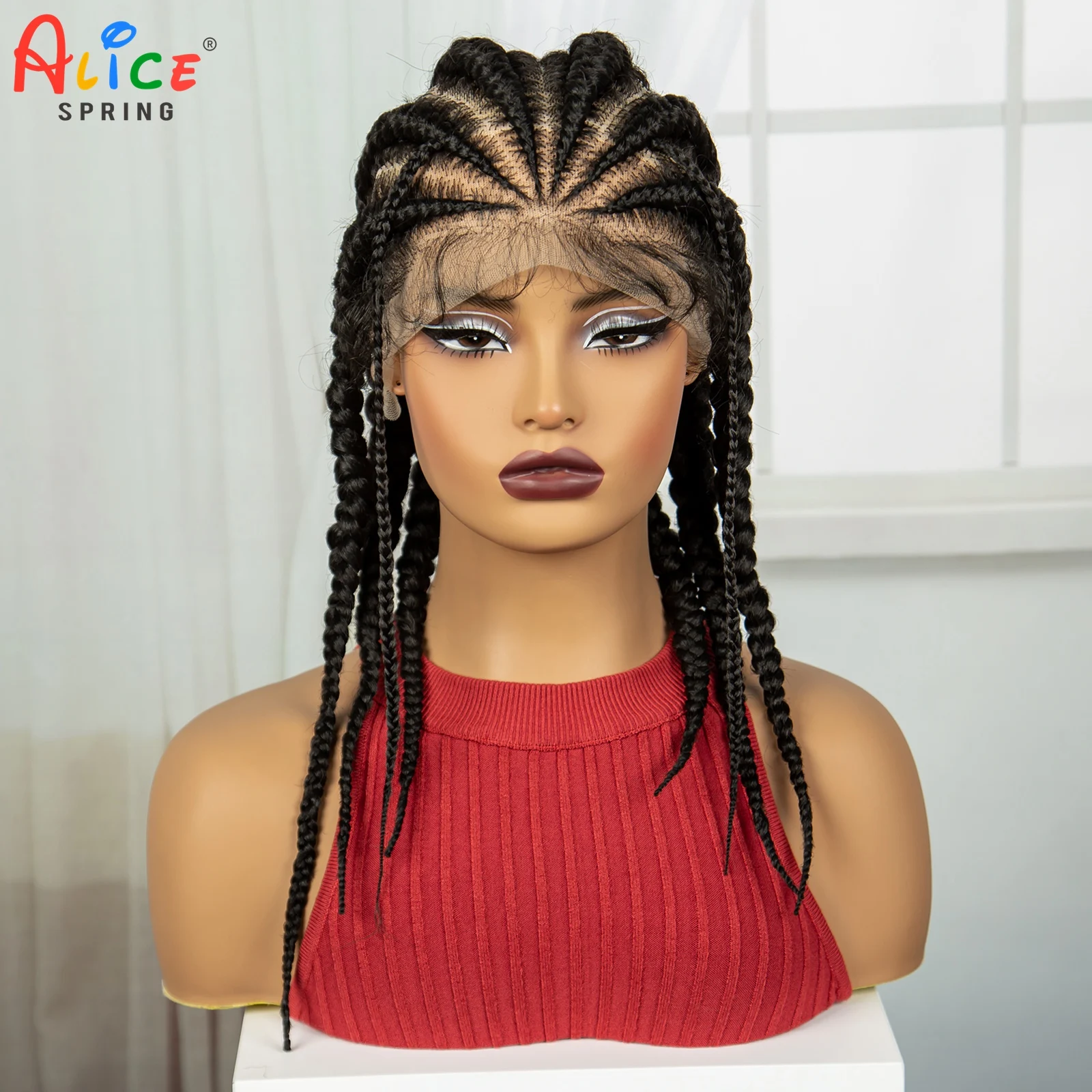 18 Inch Cornrow Braided Wigs Synthetic Full Lace Braids Wigs For Black Women Transparent Lace Front Braided Wigs With Baby Hair
