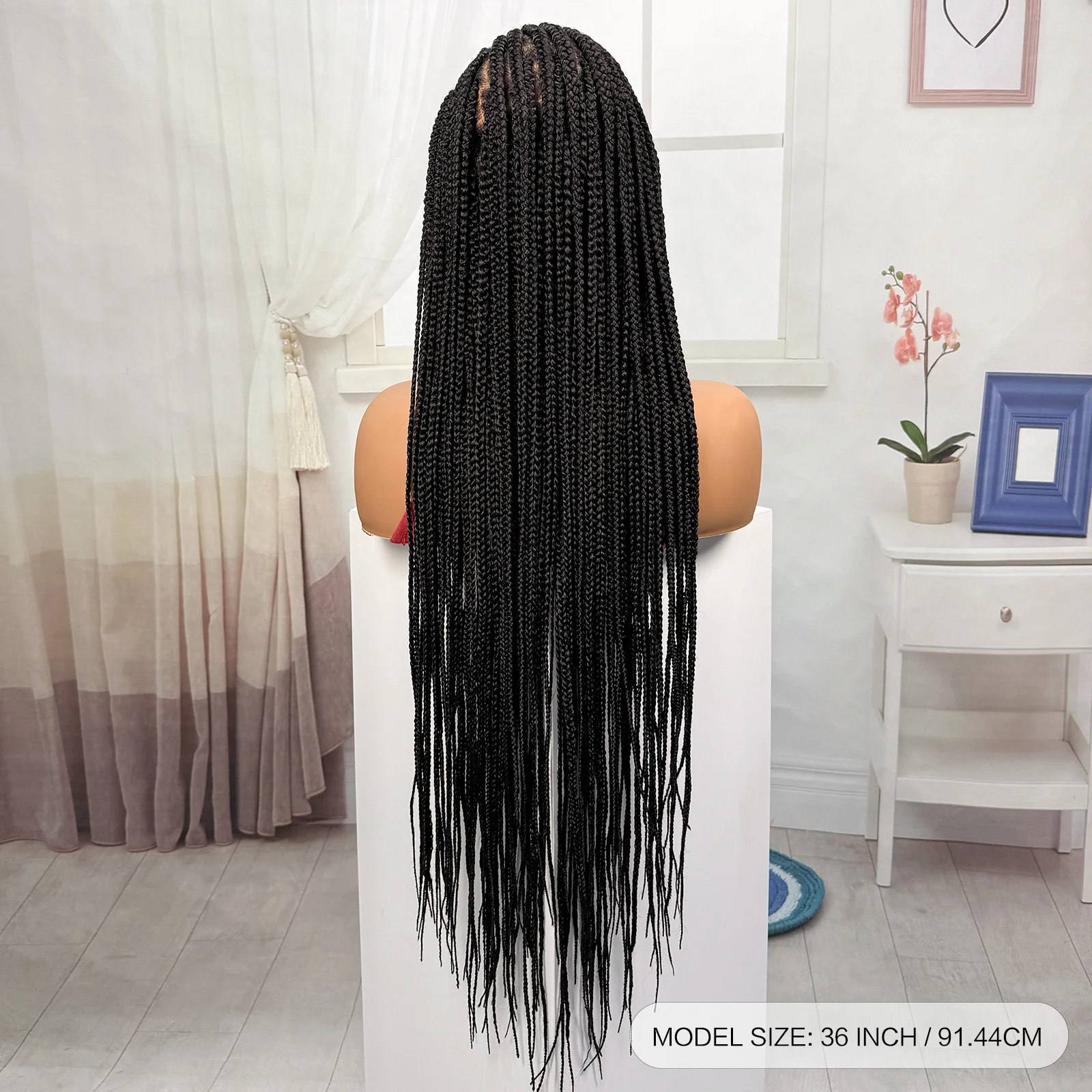 Synthetic Full Lace Cornrow Braided Wigs Natural Braiding Hair Wigs Box Braided Lace Wigs with Baby Hair for Black Women