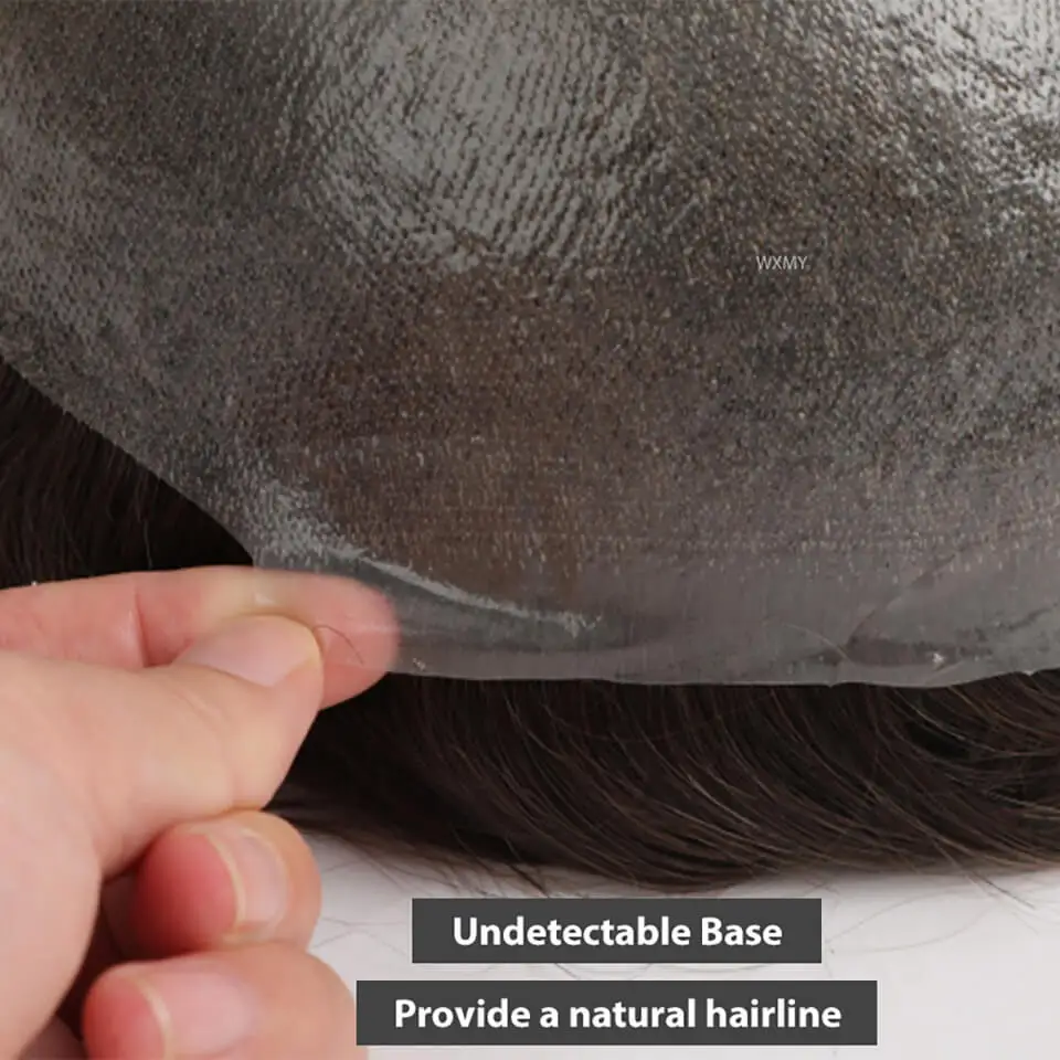 Double Knotted Silicone Microskin Toupee Men Male Hair Prosthesis Natural Human Hair Men's Wigs Durable Capillary Prothesis
