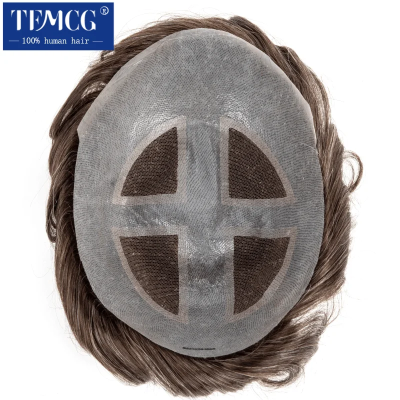 Toupee Men Invisible Hairline Lace With 0.04mm Soft PU Male Hair Prosthesis Breathable Men Wig Natural Human Hair System For Men