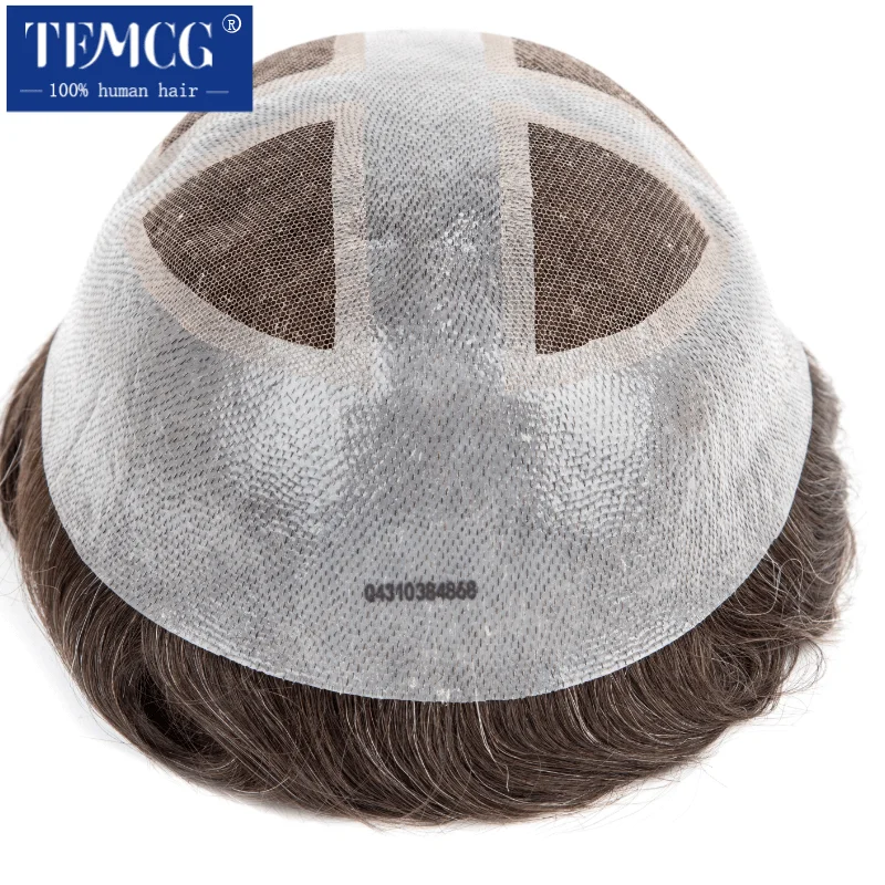 Toupee Men Invisible Hairline Lace With 0.04mm Soft PU Male Hair Prosthesis Breathable Men Wig Natural Human Hair System For Men