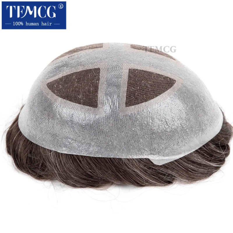 Toupee Men Invisible Hairline Lace With 0.04mm Soft PU Male Hair Prosthesis Breathable Men Wig Natural Human Hair System For Men