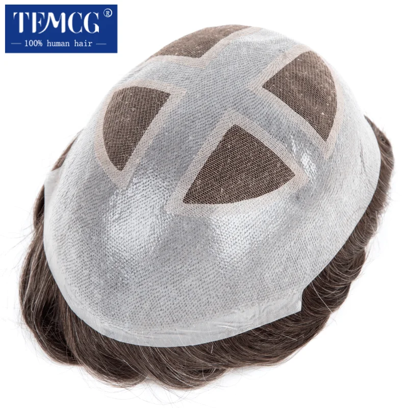 Toupee Men Invisible Hairline Lace With 0.04mm Soft PU Male Hair Prosthesis Breathable Men Wig Natural Human Hair System For Men