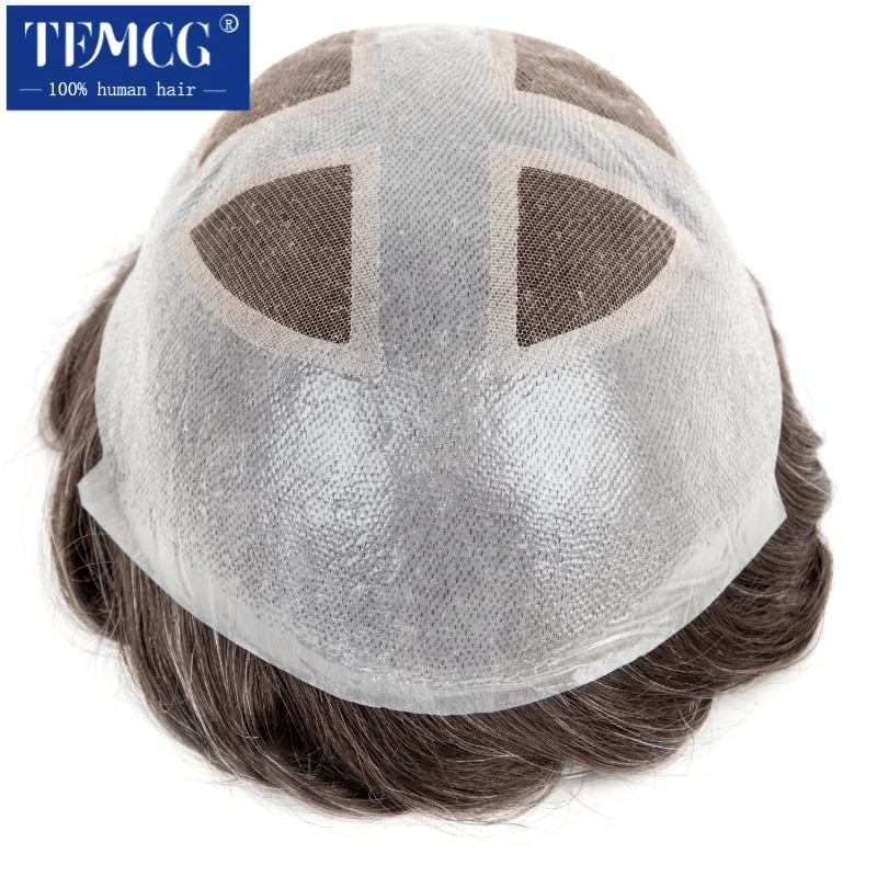 Toupee Men Invisible Hairline Lace With 0.04mm Soft PU Male Hair Prosthesis Breathable Men Wig Natural Human Hair System For Men