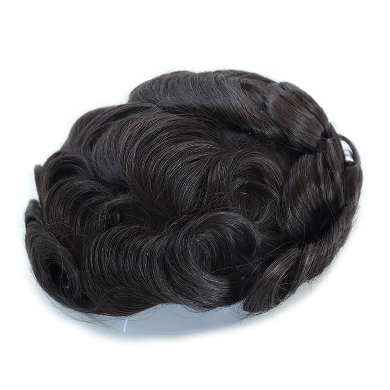 Male Hair Prosthesis I SKIN 0.12-0.14mm Full PU With Knots Real Human Hair Replacement System Unit Remy Hair Capillary Prothesis