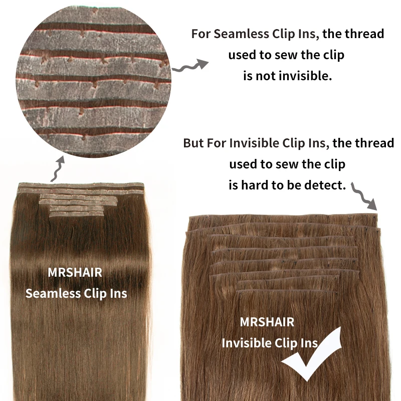 Invisible Clip In Hair Extension Injected PU Tape Weft Clip in Human Hair Extension 7Pcs/set 12-24inch 100G 120G Clip On Hair