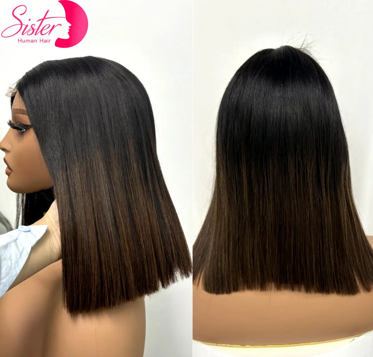 300% 2x6 HD Lace 1BT4 Chocolate Brown Bone Straight Bob Wigs 16A Double Drawn Raw Vietnamese Virgin Human Hair Wigs for Women