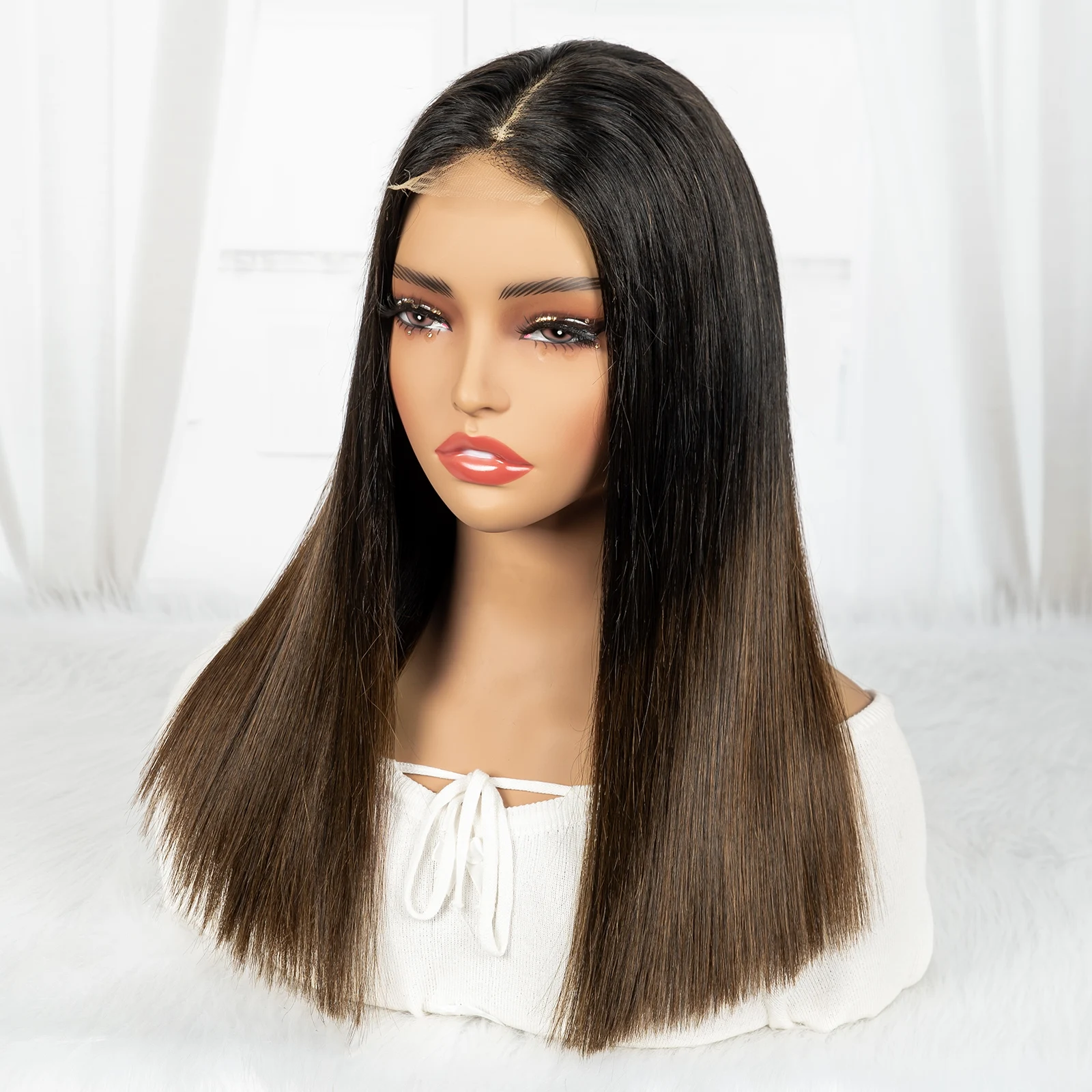300% 2x6 HD Lace 1BT4 Chocolate Brown Bone Straight Bob Wigs 16A Double Drawn Raw Vietnamese Virgin Human Hair Wigs for Women