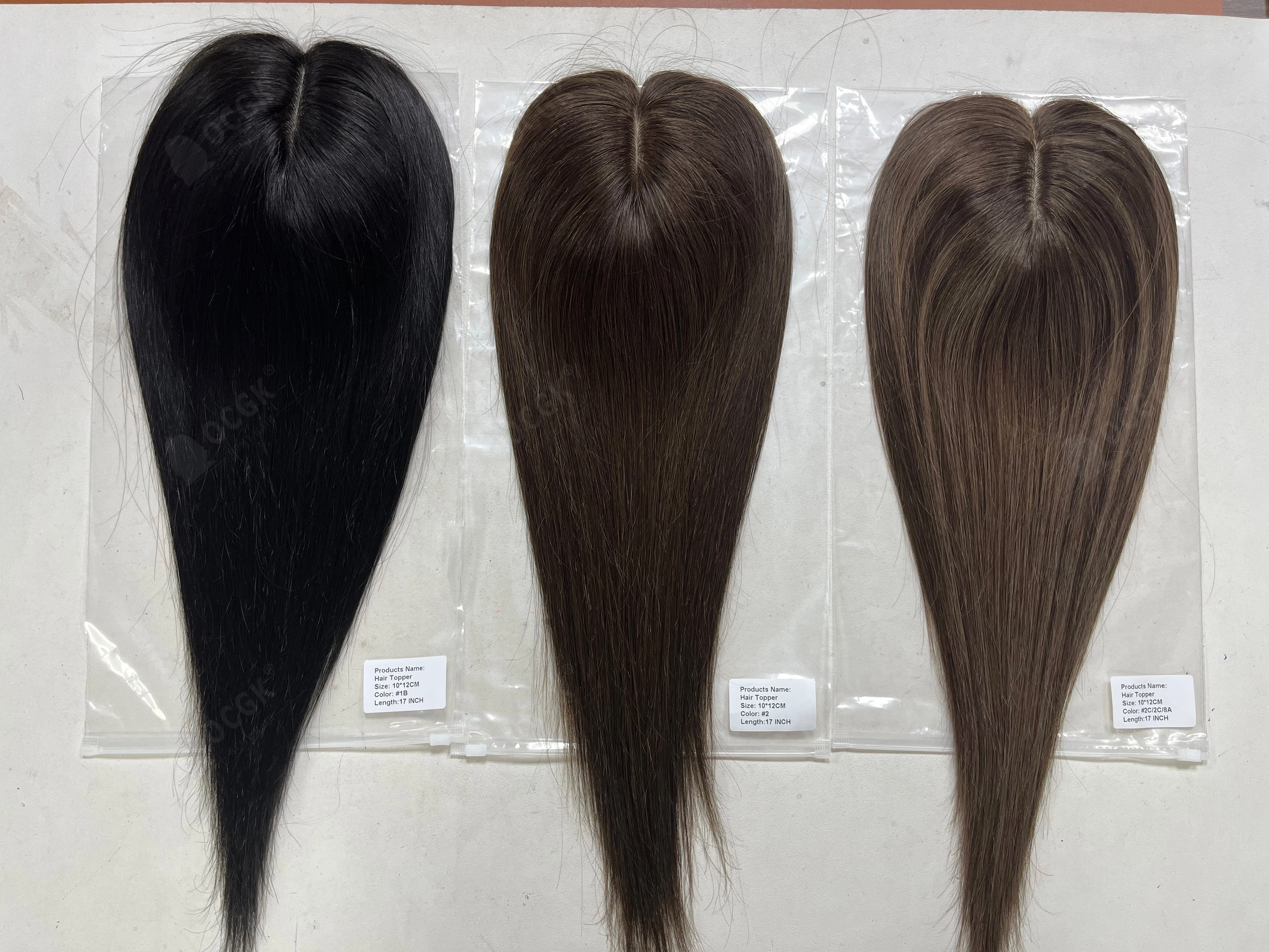 17" Human Hair Topper Straight 10x12cm Base Mushroom Brown Highlight Clip in Hairpieces for Women with Thinning Hair Add Volume