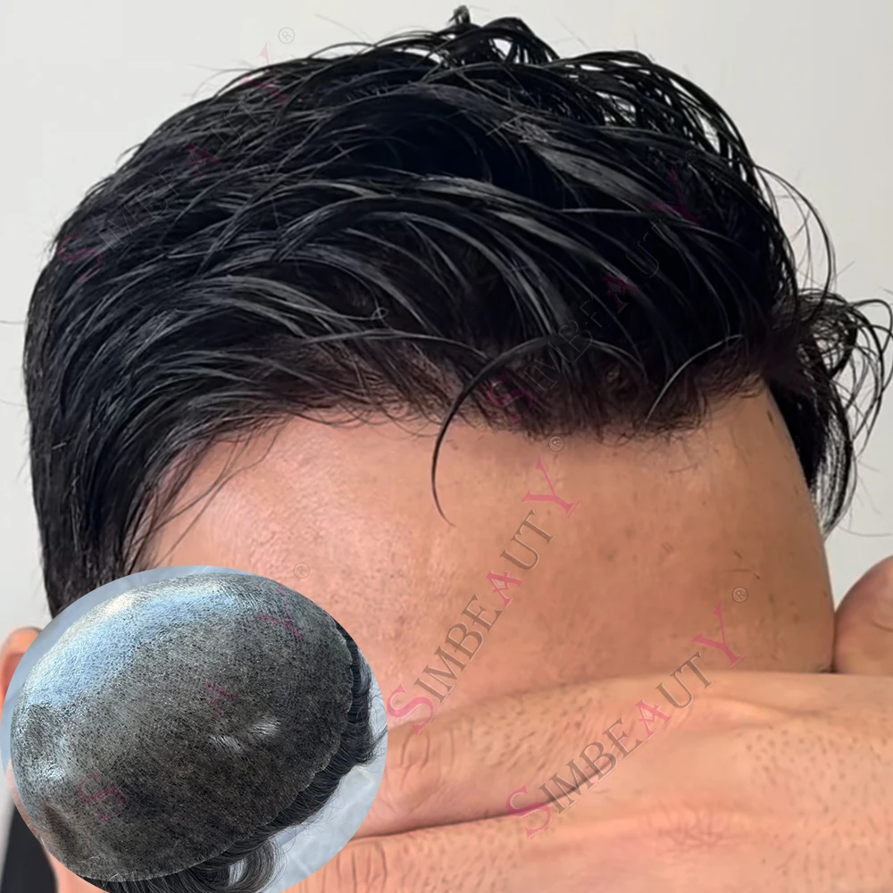 Undetectable 1b80 1b65 Gray Hair Man Toupee Human Hair Male Capillary Prosthesi System Natural Hairline Thin Skin Base Hairpiece