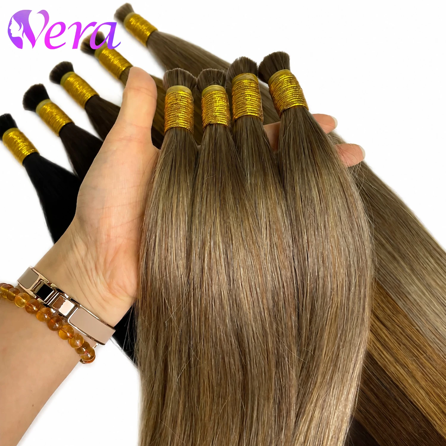 Human Braiding Hair Ash Brown Straight Bulk Human Hair For Braiding No Weft 100% Unprocessed Brazilian Human Hair Braiding Hair