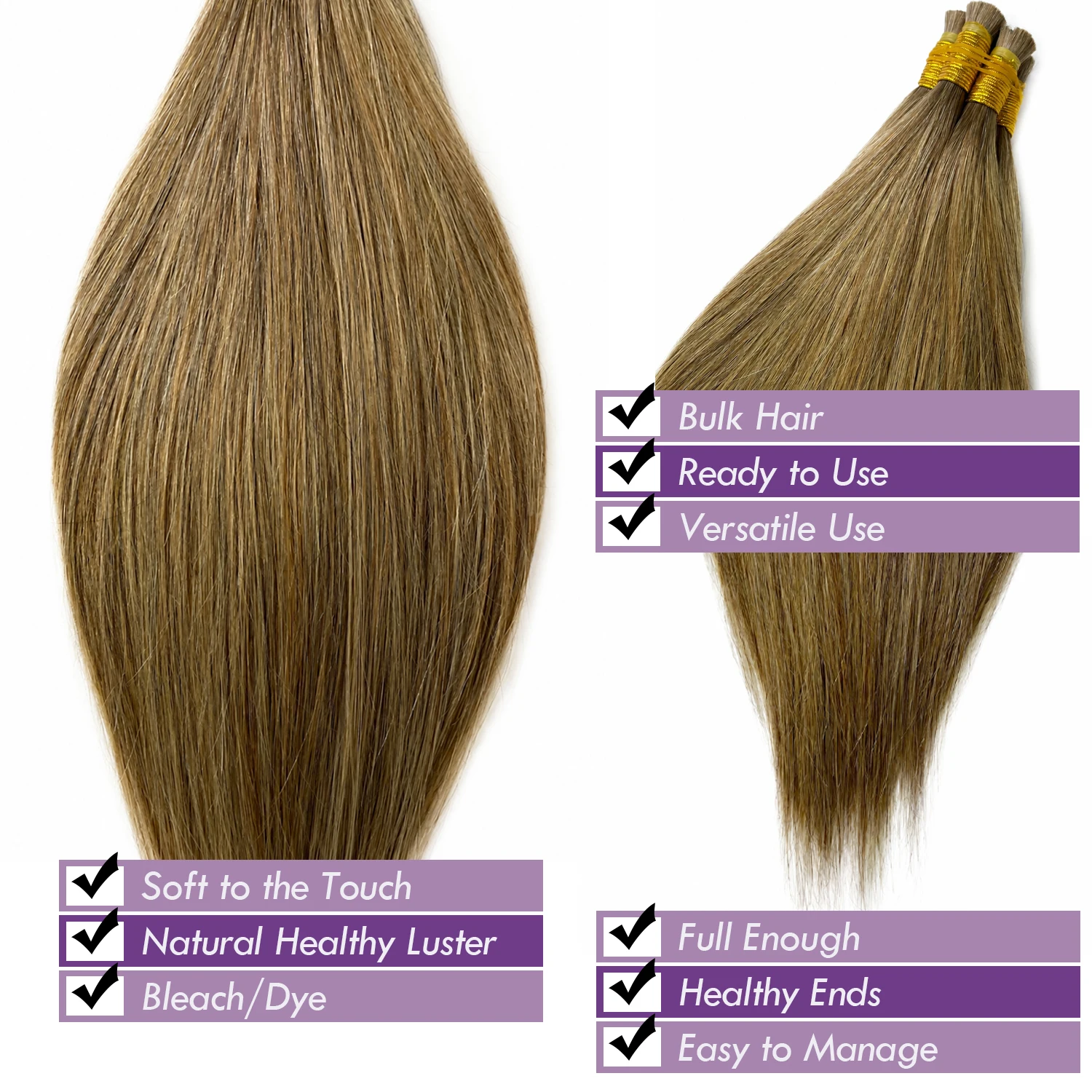 Human Braiding Hair Ash Brown Straight Bulk Human Hair For Braiding No Weft 100% Unprocessed Brazilian Human Hair Braiding Hair