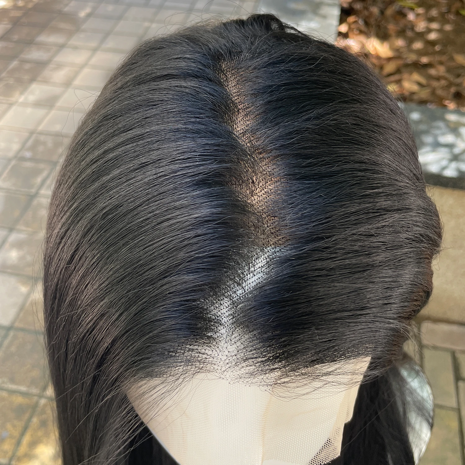#1B Jet Black Synthetic Hair Full Lace Wigs for Black Women Heat Resistant 26 Inch Long Straight Full Hand Tied Free Part 150%