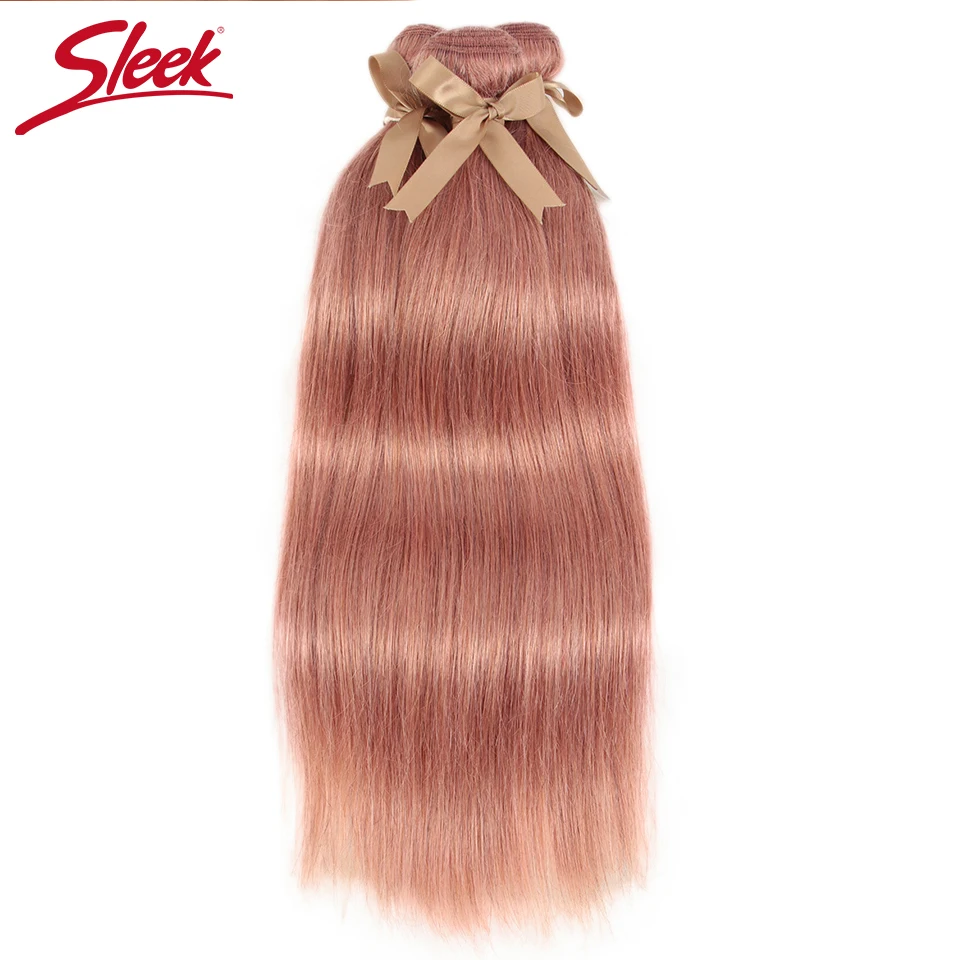 Sleek Brazilian Straight Hair Bundles With Closure S PINK 8 Hair Weave 10-26 Inches Remy Human Hair 3 Bundles With Closure