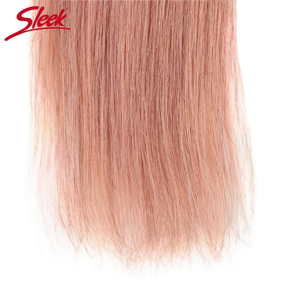 Sleek Brazilian Straight Hair Bundles With Closure S PINK 8 Hair Weave 10-26 Inches Remy Human Hair 3 Bundles With Closure