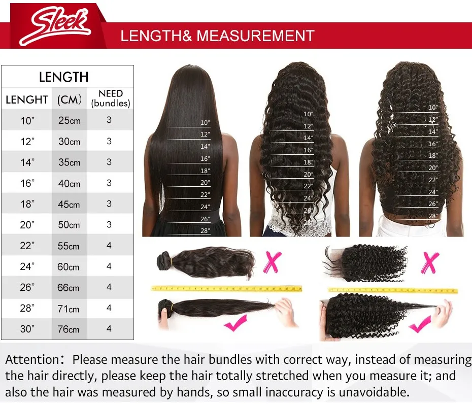 Sleek Brazilian Straight Hair Bundles With Closure S PINK 8 Hair Weave 10-26 Inches Remy Human Hair 3 Bundles With Closure