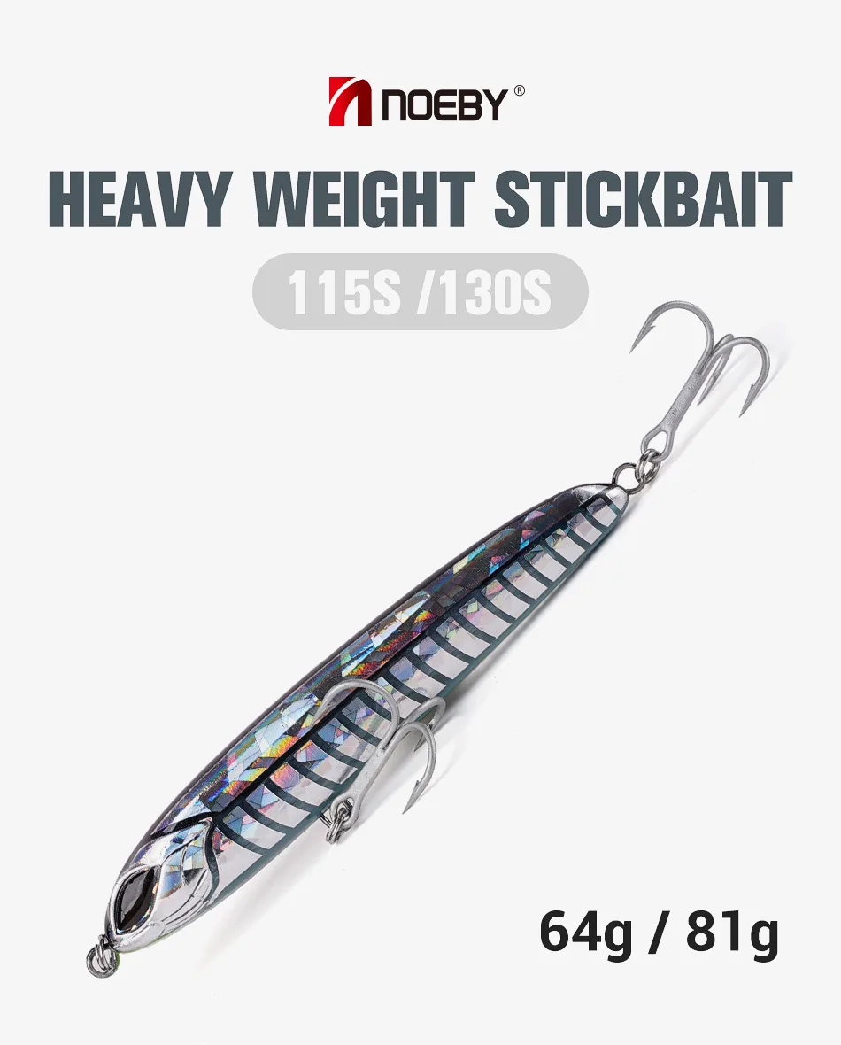 Noeby Sinking Heavy Stickbait Lure 115mm 64g 130mm 81g Pencil Jigs Artist Sea Fishing Lure Hard Baits Saltwater Fishing Lures