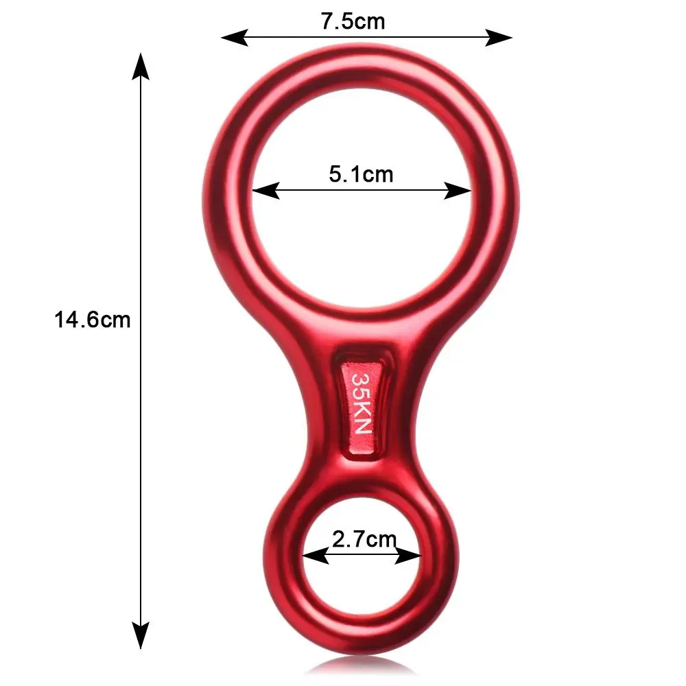 Rock Climbing Descender 35KN Figure 8 Word Rope Descender Climbing Ring Downhill Eight Ring Gear Climbing Device Equipment