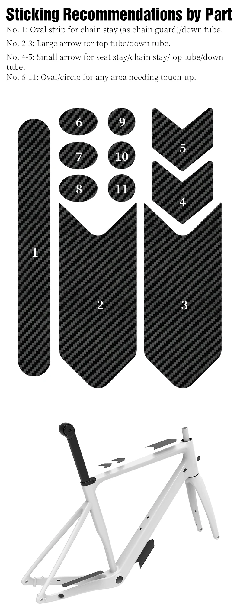 LEBYCLE MTB Road Bicycle Chain Protection Sticker Bike Frame Protection Sticker Bike Front Fork Protective Film