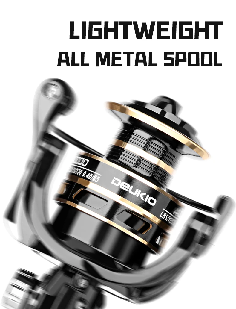 DEUKIO Spinning Fishing Reel 2000-7000 Metal Spool 12KG Max Drag 5.2:1 CNC Handle Long Casting Saltwater Freshwater Lure