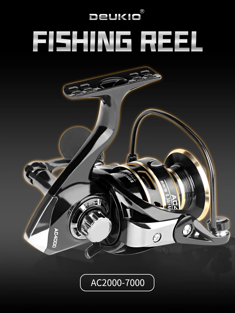 DEUKIO Spinning Fishing Reel 2000-7000 Metal Spool 12KG Max Drag 5.2:1 CNC Handle Long Casting Saltwater Freshwater Lure