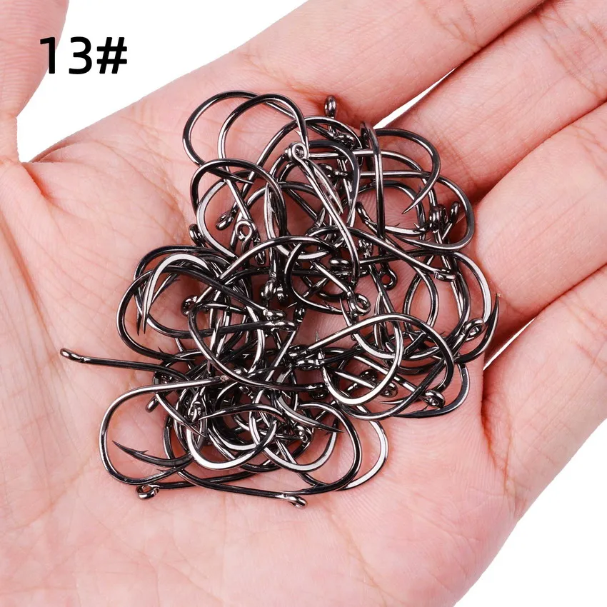 Aorace 100pcs/Box Fishing Hooks Iseama Circle Carp Eyed Fishing Hook Set Size 2-15# Ring Eye Japan Fishhooks Single Jig Hook
