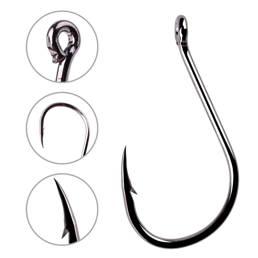Aorace 100pcs/Box Fishing Hooks Iseama Circle Carp Eyed Fishing Hook Set Size 2-15# Ring Eye Japan Fishhooks Single Jig Hook