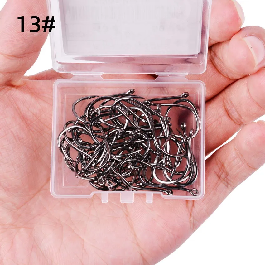 Aorace 100pcs/Box Fishing Hooks Iseama Circle Carp Eyed Fishing Hook Set Size 2-15# Ring Eye Japan Fishhooks Single Jig Hook