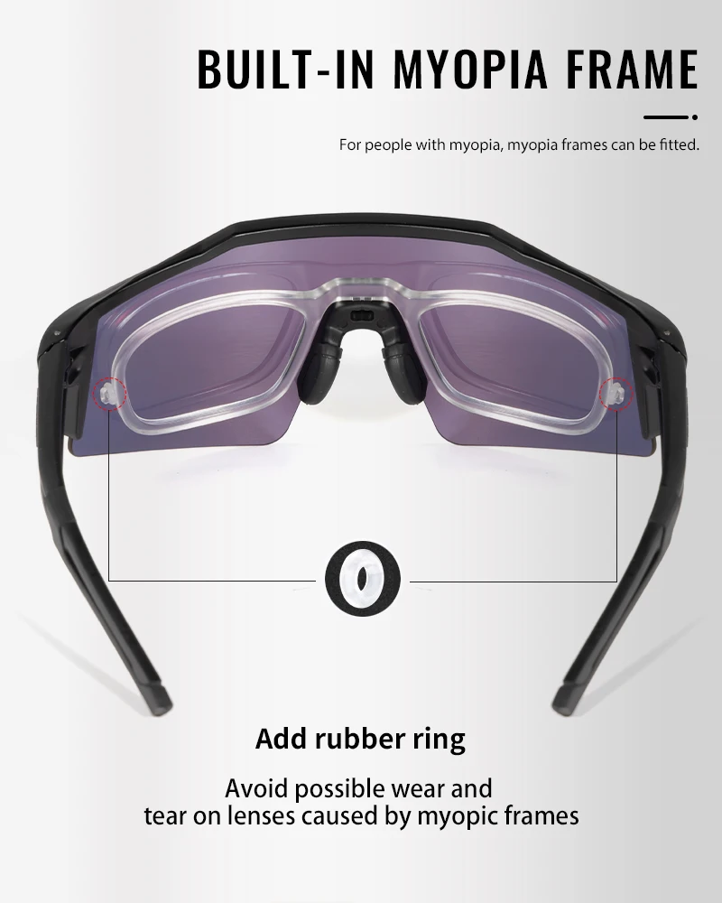 Kapvoe Cycling Sunglasses UV400 Cycling Glasses Polarized Built-in Myopia Frame Man Bicycle Eyewear Outdoor MTB Bike Goggles