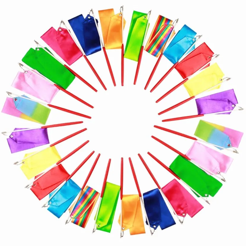 2/4/6 Meters Colorful Gym Dance Ribbon Rhythmic Girl Art Gymnastics Ballet Streamer Twirling Rod Rainbow Stick Sports Training