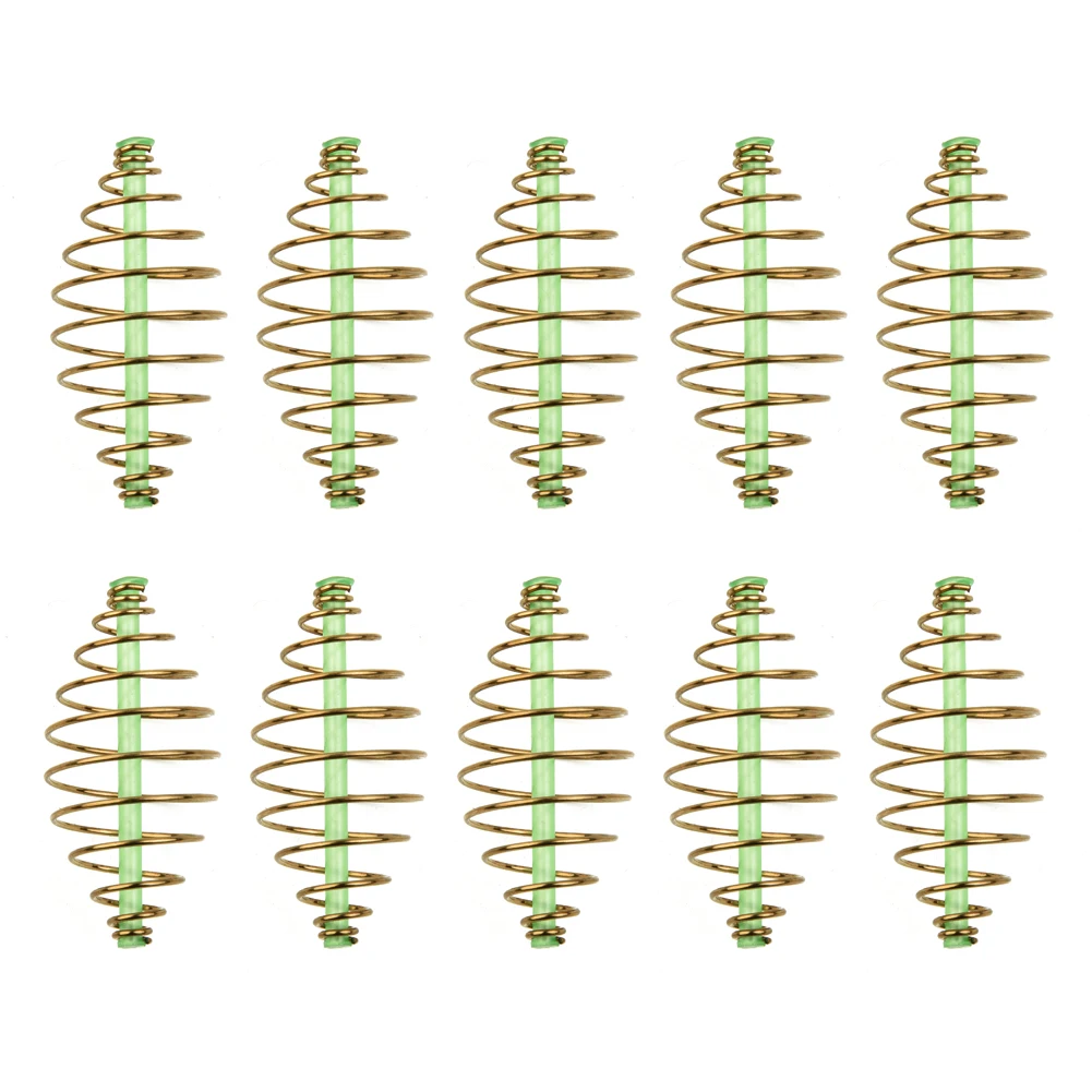 10pcs 2/3.3/4.5/5.5cm Carp Fishing Spring Feeder Fishing Bait Cage For Carp Fishing Fresh & Saltwater Inline Method Feeder Acces