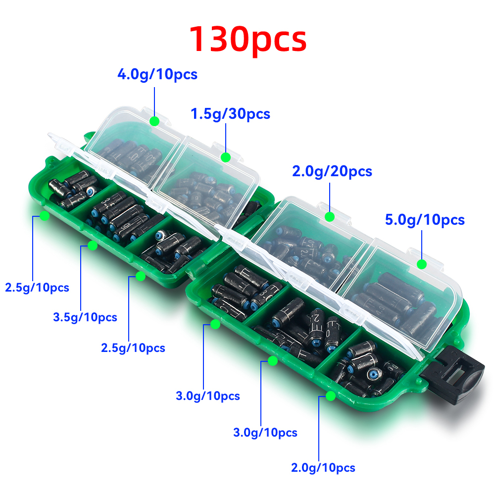 DNDYUJU 25-130pcs/box Lead Sinker Fishing Ruler Lead Set Quick Replace 1.5g-5.0g Weight Sinkers Fishing Accessories Tackle Pesca