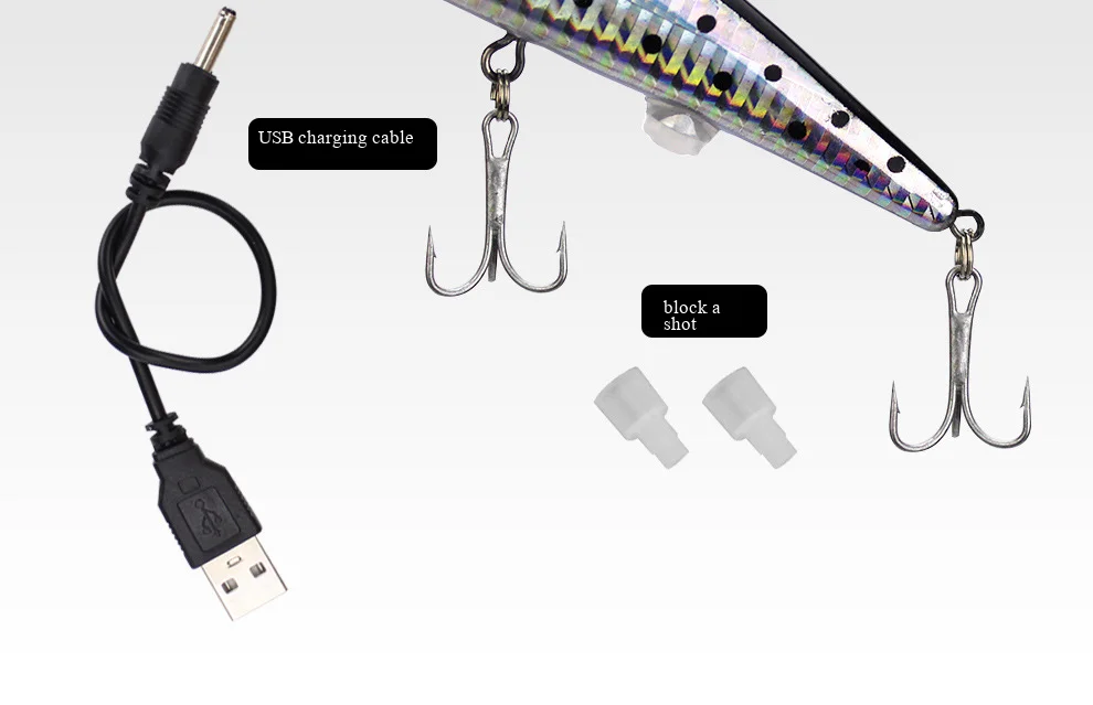 Simulated Fishing Lures Bait Electric Life-like Vibrate Fishing Lures USB Rechargeable Flashing LED Light Throw Luminous Bait