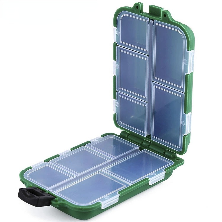 10 Grid Fishing Accessories Storage Box Luya Fishing Gear Divided Grid Bait Box Double-sided Fishing Group Accessories Box
