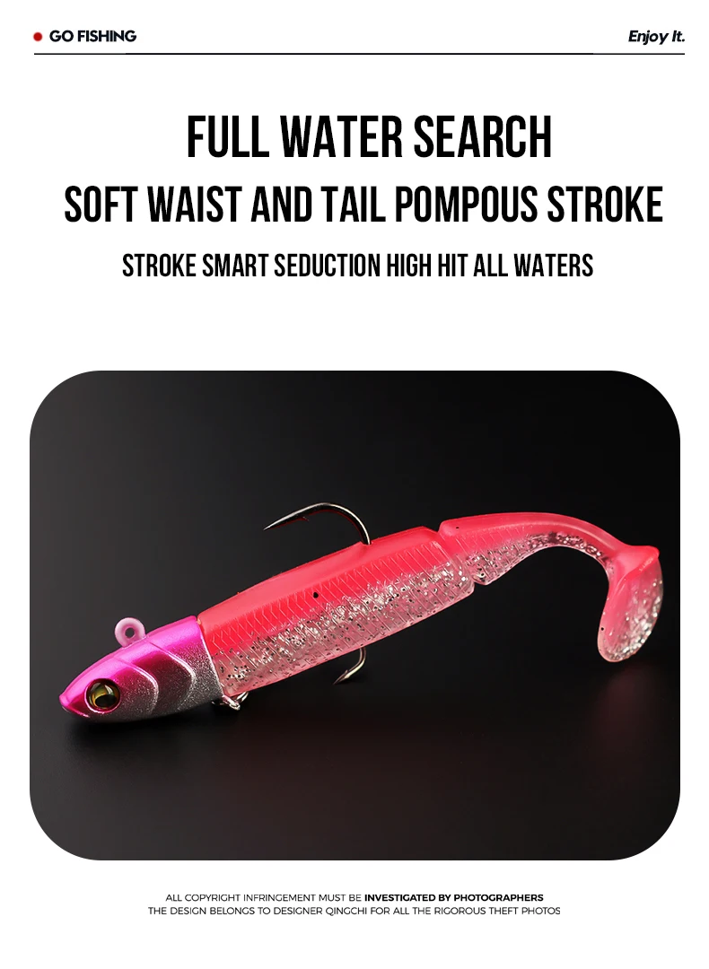 TAIYU Jig Head Soft Fishing Lures 21g T-tail Silicone Lure Wobblers Metal Spinner Spoon Bait For Pike Trout Bass Fishing Tackle