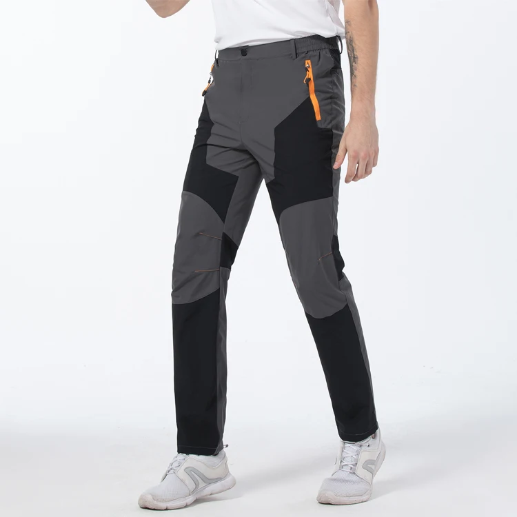 TRVLWEGO Men Summer Hiking Pants Wear-resistant Water Splash Prevention Quick Dry UV Proof Elastic Thin Camping Trousers