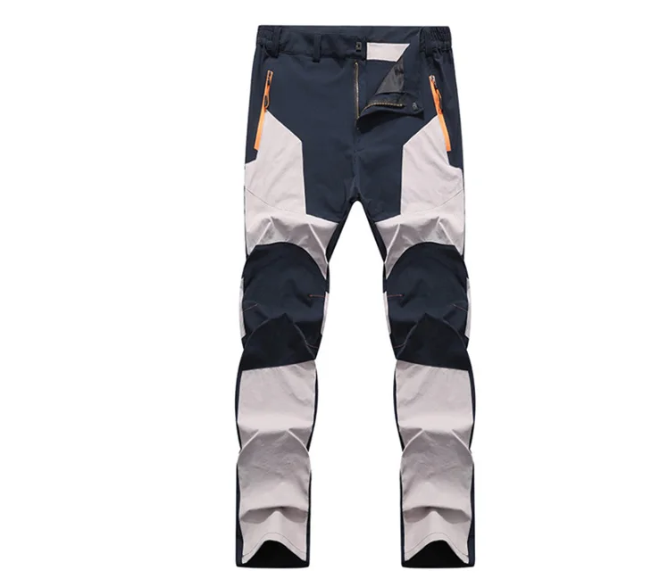 TRVLWEGO Men Summer Hiking Pants Wear-resistant Water Splash Prevention Quick Dry UV Proof Elastic Thin Camping Trousers