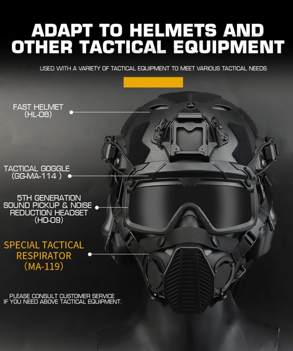 SOTR Mask Special Tactical Respirator Gas Mask Half Face for Militar Paintball Airsoft CS Cosplay HEPA Filtration Particulat