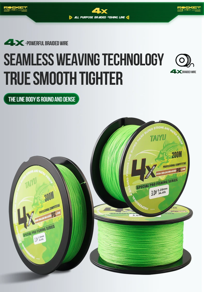 TAIYU 4 Strands 200M PE Braided Fishing Line 19LB-70LB Japan Durable Multifilament Fishing Line Super Smooth Carp Fishing Line