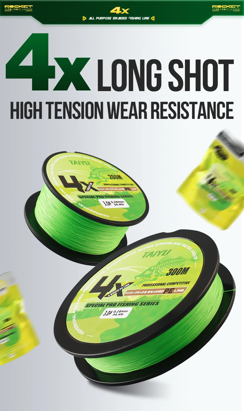 TAIYU 4 Strands 200M PE Braided Fishing Line 19LB-70LB Japan Durable Multifilament Fishing Line Super Smooth Carp Fishing Line