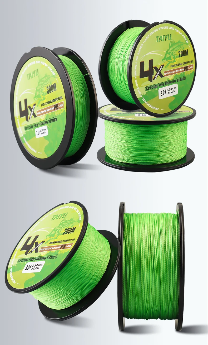TAIYU 4 Strands 200M PE Braided Fishing Line 19LB-70LB Japan Durable Multifilament Fishing Line Super Smooth Carp Fishing Line