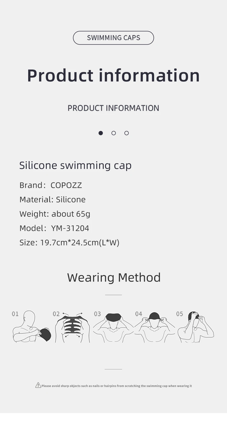 COPOZZ Water Sports Women Men Swimming Cap Ear Protect Long Hair Large Swim Pool Hat Professional Sports Waterproof Swim Cap