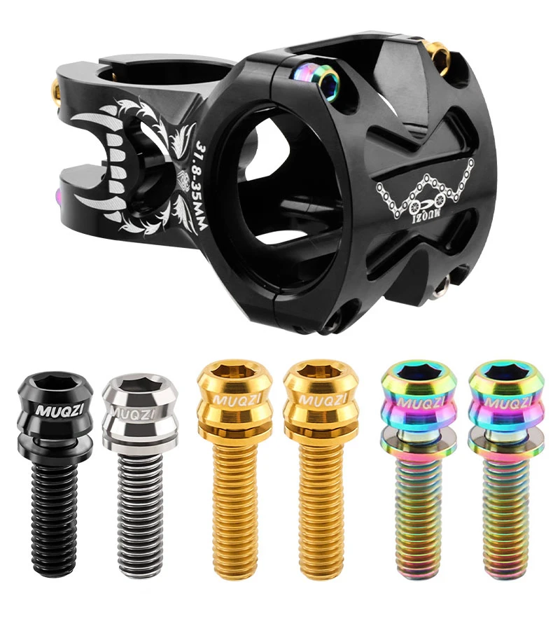MUQZI 6PCS Titanium Bolts M5x15 M5x17 Bicycle Handlebar Stem Screw With Washer