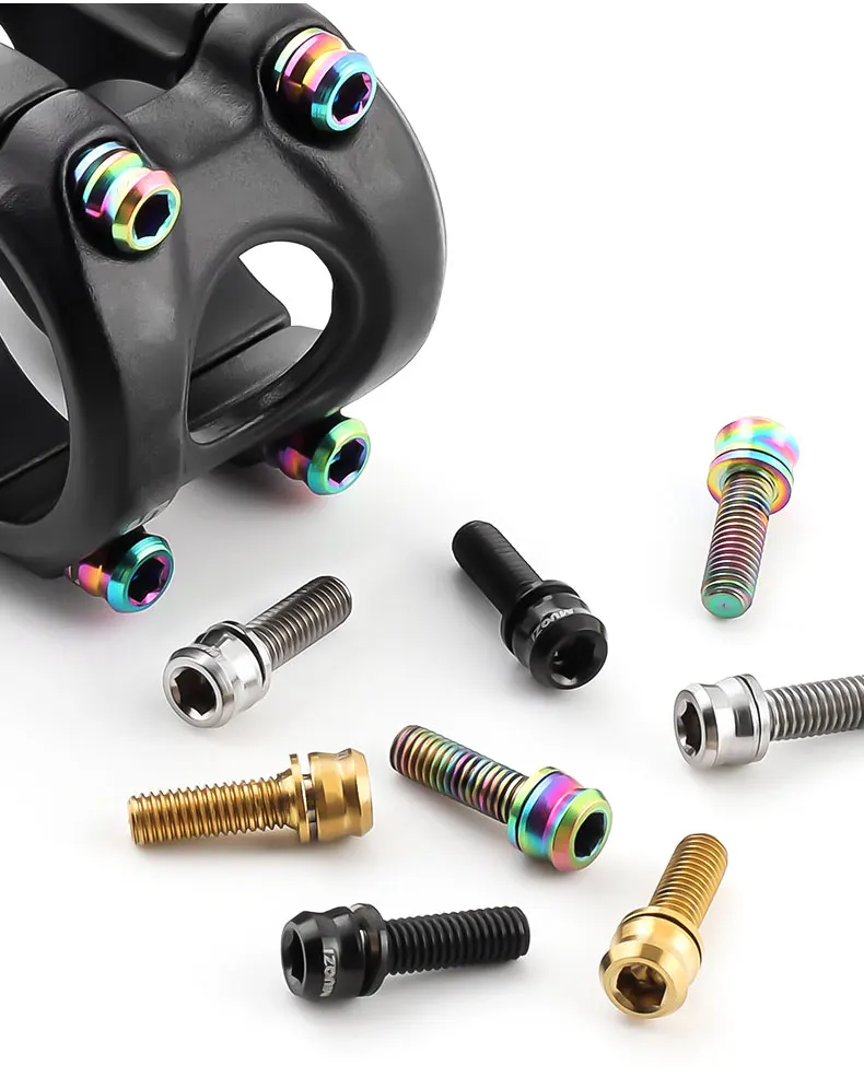 MUQZI 6PCS Titanium Bolts M5x15 M5x17 Bicycle Handlebar Stem Screw With Washer